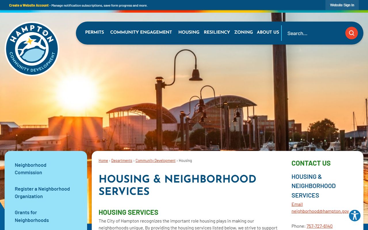 Hampton Health Department page showing vital records and divorce certificate resources