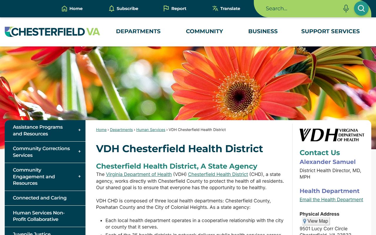 Chesterfield County Health Department - divorce certificate access