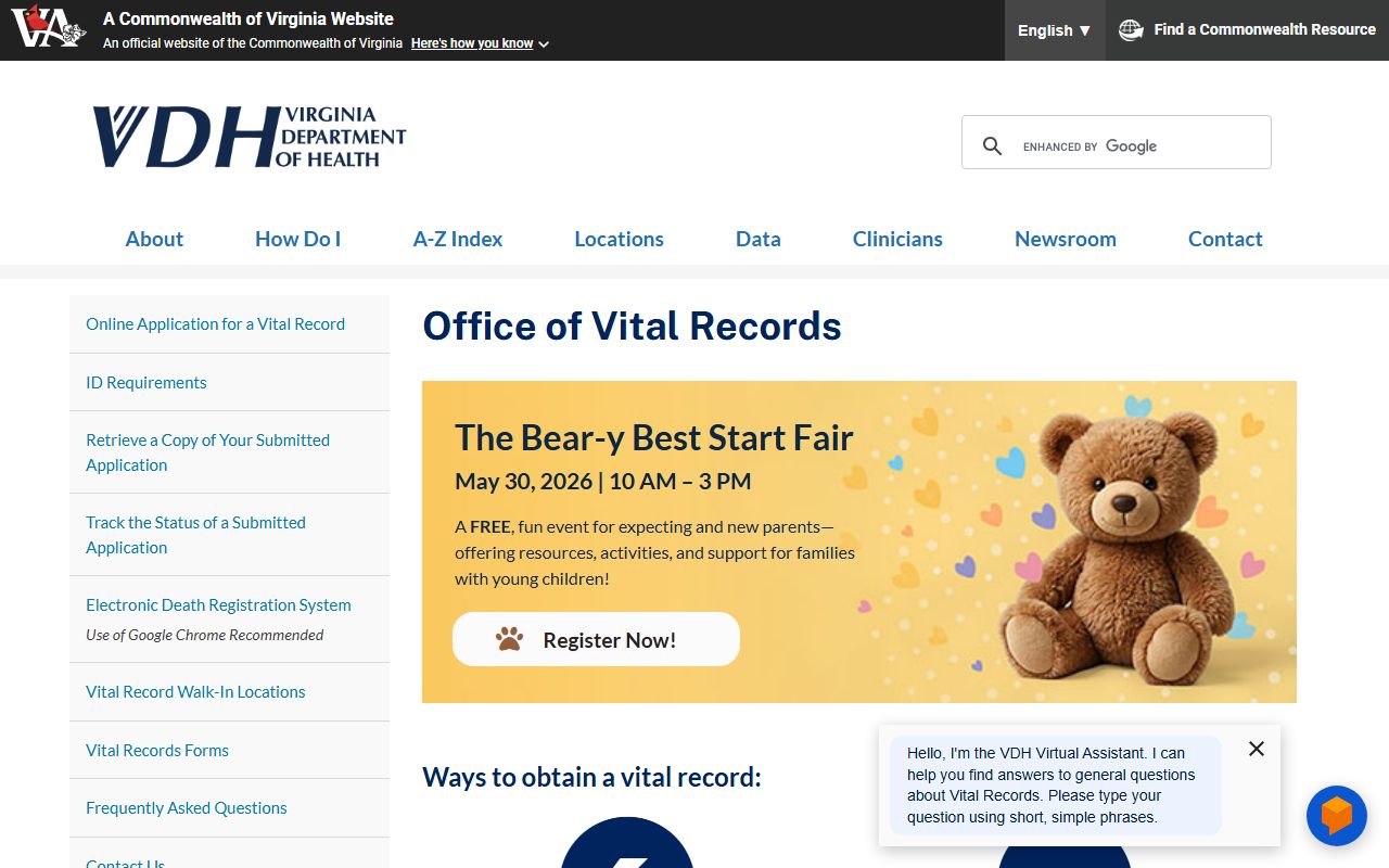 Virginia Divorce Decree - VDH Office of Vital Records